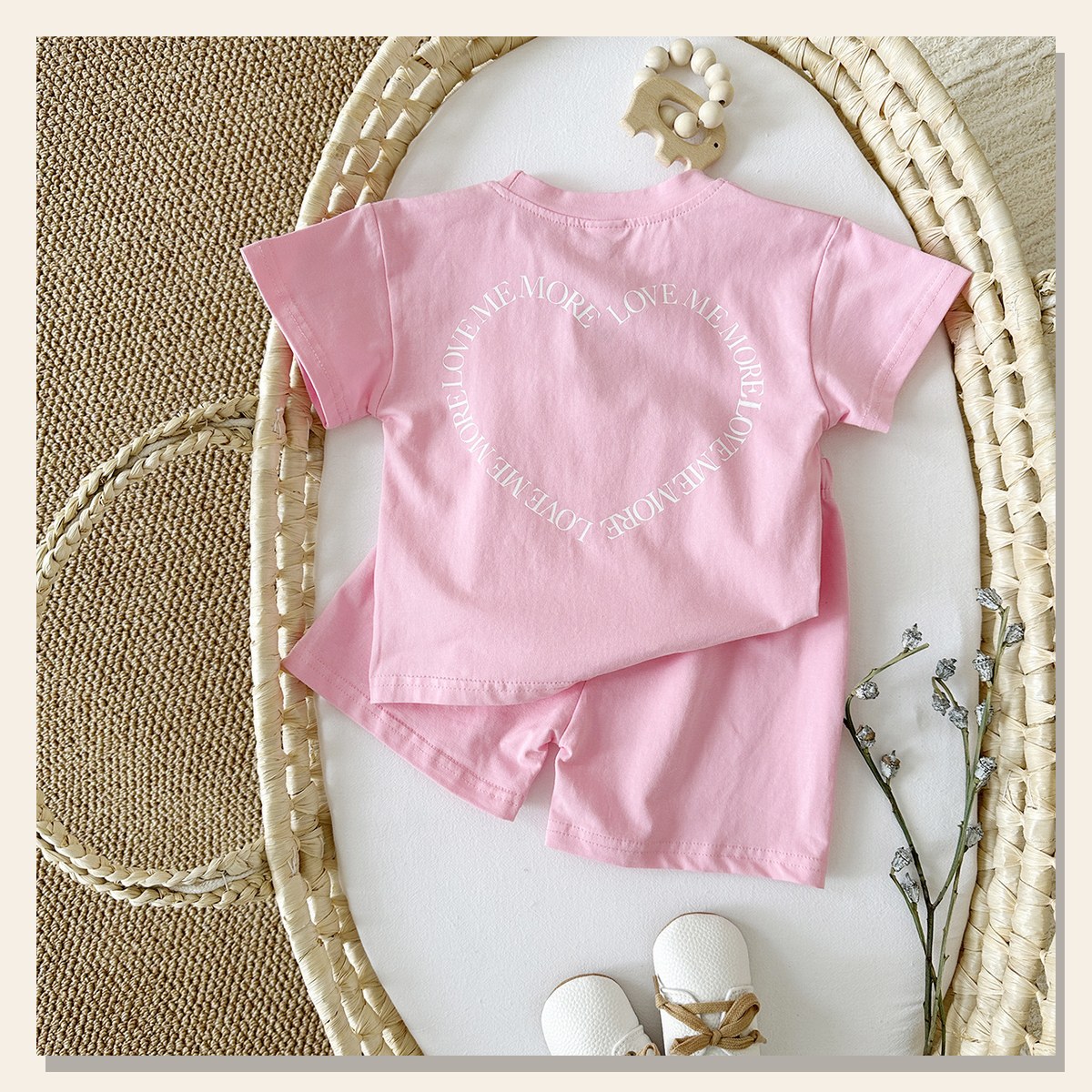 Kids Heart Print Short-Sleeve Set studio-ready real Velvet Souk product product photo