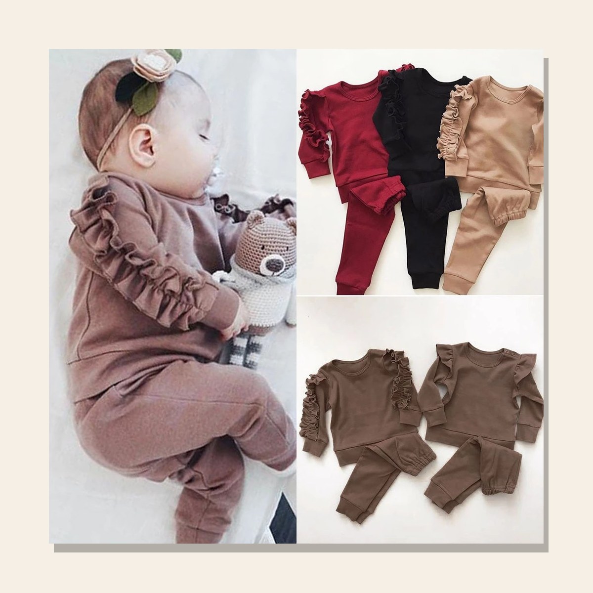Kids Ruffle Jumper Two-Piece Set studio-ready real Velvet Souk product product photo