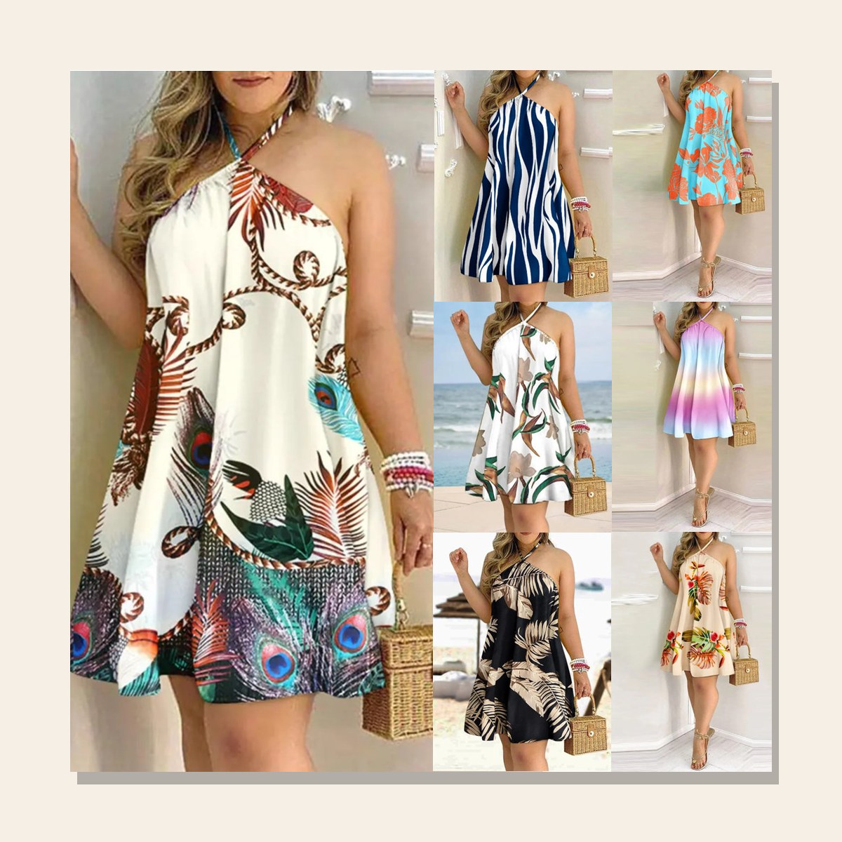 Ladies Riviera Print Summer Dress studio-ready real Velvet Souk product product photo