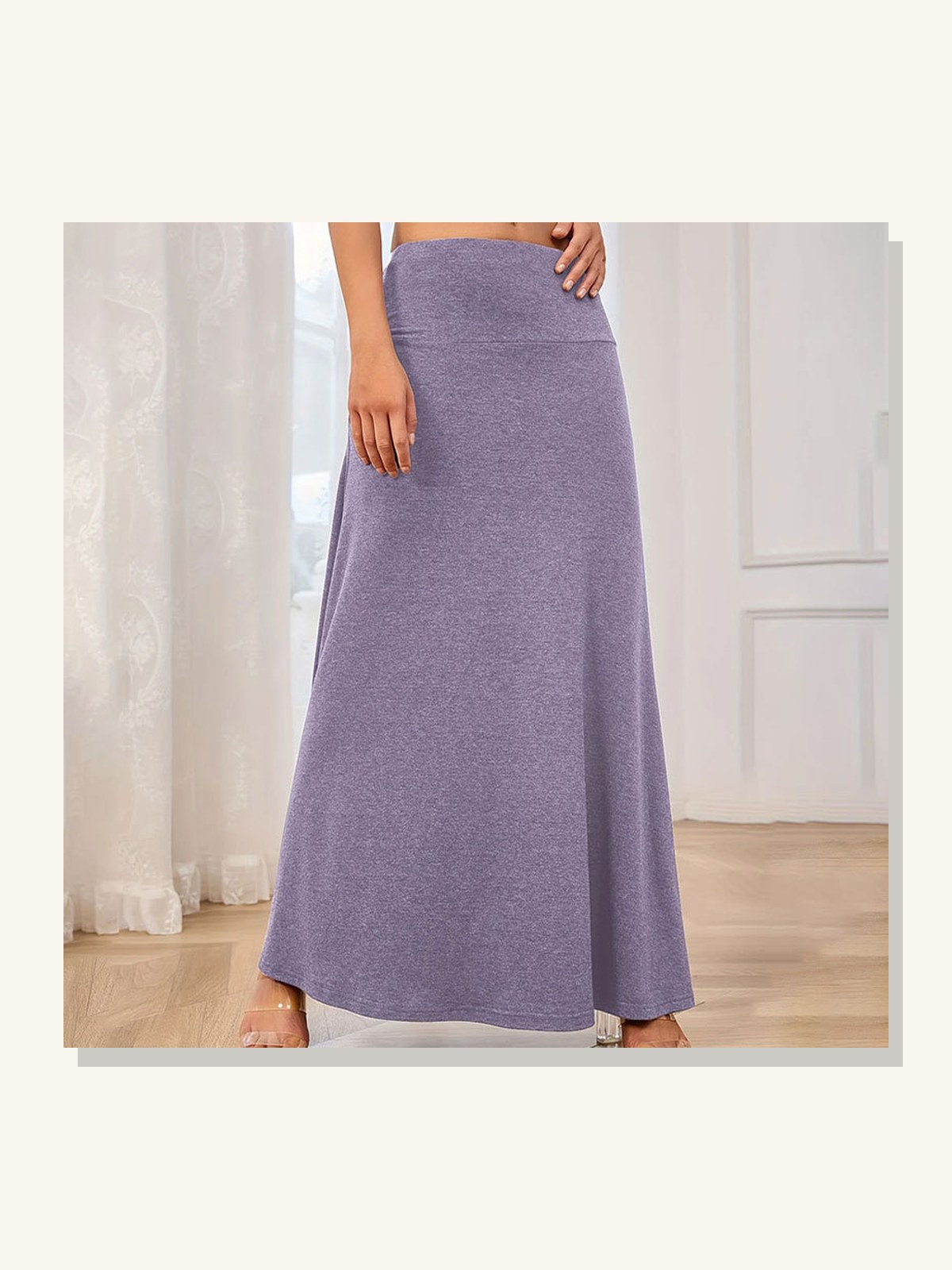 Knitted Solid Midi Skirt solid studio product photo for Velvet Souk UAE
